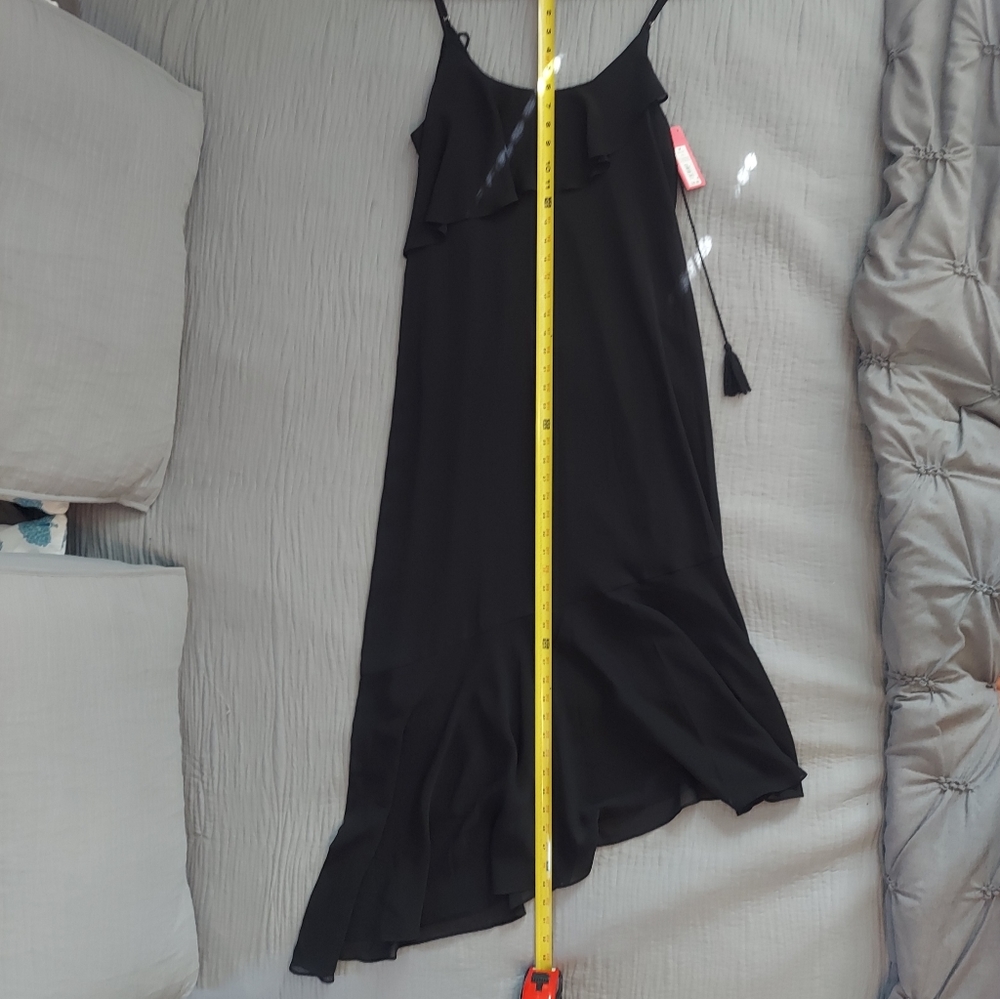 NWT Black sheer asymmetrical, maxi dress black.